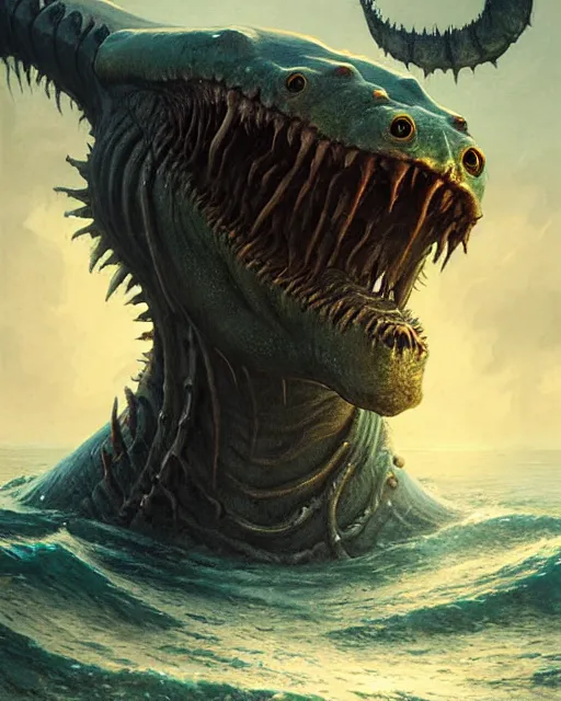 Image similar to anthropomorphic sea monster | | terrifying, realistic shaded, fine details, realistic shaded lighting poster by greg rutkowski, diego gisbert llorens, magali villeneuve, artgerm, jeremy lipkin and rob rey