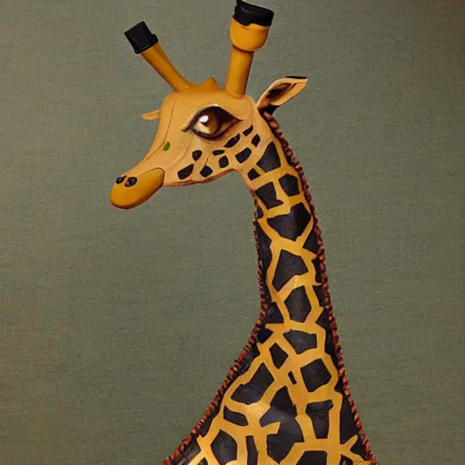 Image similar to steampunk animatronic in the shape of a giraffe, japanese painting