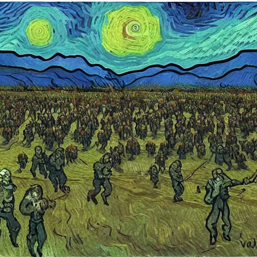 Image similar to the zombie apocalypse by vincent van gogh