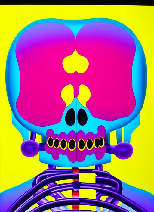 Image similar to cartoon skeleton by shusei nagaoka, kaws, david rudnick, airbrush on canvas, pastell colours, cell shaded, 8 k