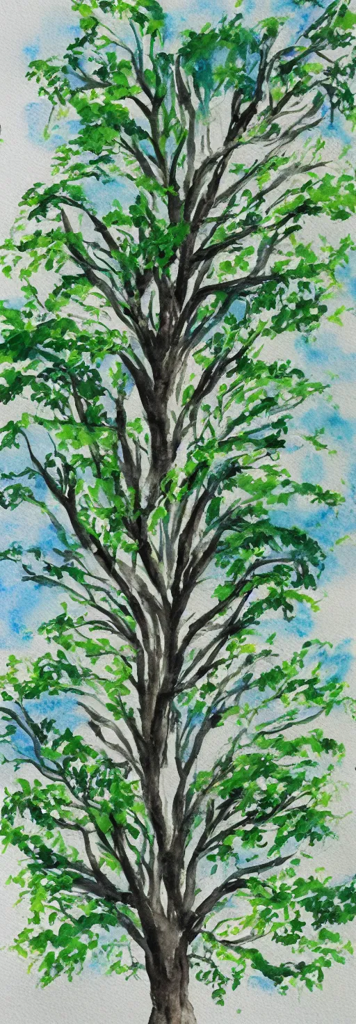 Image similar to a watercolor painting of a lush tree