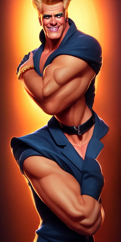 Prompt: johnny bravo in the victorian era as an apex legends character digital illustration portrait design by, mark brooks and brad kunkle detailed, gorgeous lighting, wide angle action dynamic portrait one subject, one character