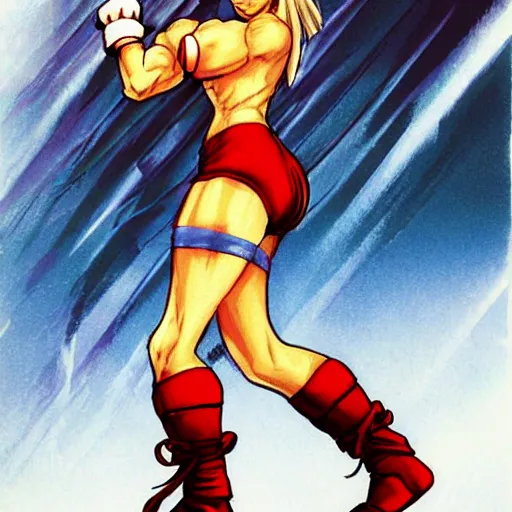 Prompt: street fighter\'s Cammy as drawn by Hiroaki Hashimoto