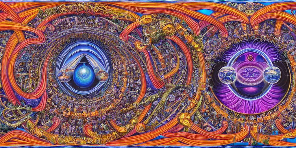 Image similar to memory palace, masterpiece composition, 8 k resolution, ultra fine illustration, art by alex grey and tokio aoyama, highly detailed,