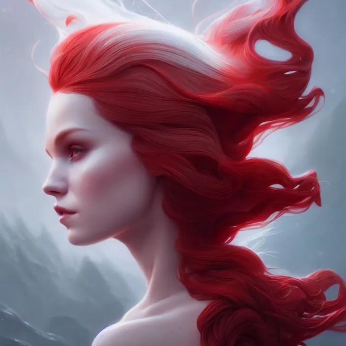 Prompt: canada by charlie bowater and anna dittmann and artgerm and clemens ascher, intricate, elegant, red and white mist, highly detailed, dramatic lighting, sharp focus, octane render, trending on artstation, artstationhd, artstationhq, unreal engine, 4 k, 8 k