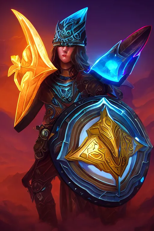 Image similar to shield fantasy epic legends game icon stylized digital illustration radiating a glowing aura global illumination ray tracing hdr fanart arstation by ian pesty and katarzyna da „ bek - chmiel