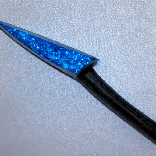 Image similar to a realistic pickaxe made from blue diamonds