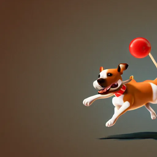 Image similar to illustration of a cartoon dog chasing a stick, bold outlines, smooth, hyper detailed, 4 k octane render