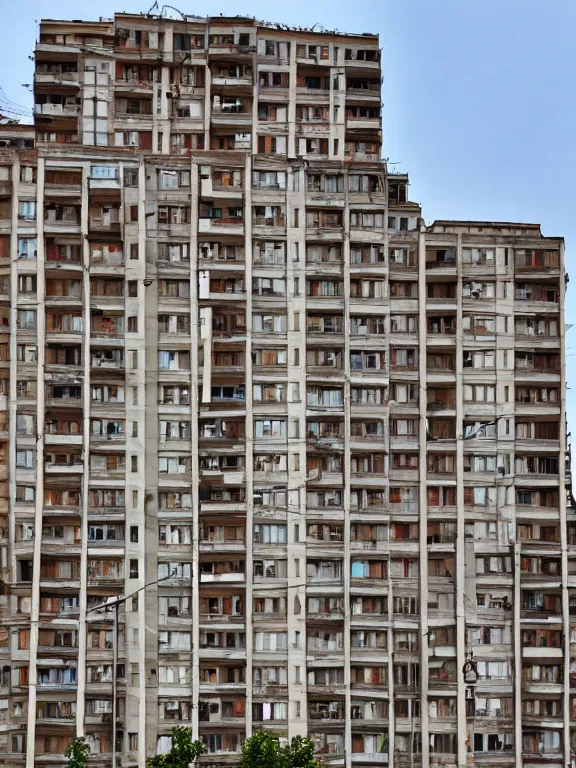 Image similar to Photo of Soviet apartment building, full object