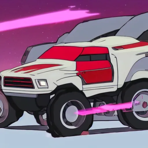 Prompt: zero two from darling in the franxx driving!!! a dodge ram truck