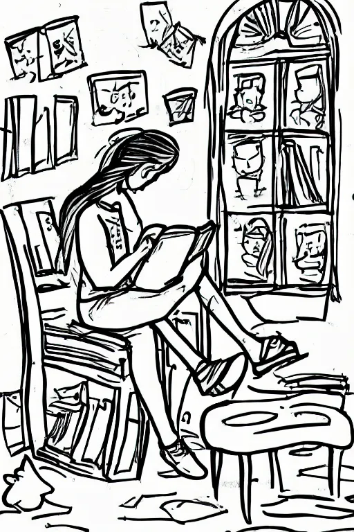 book reading drawing