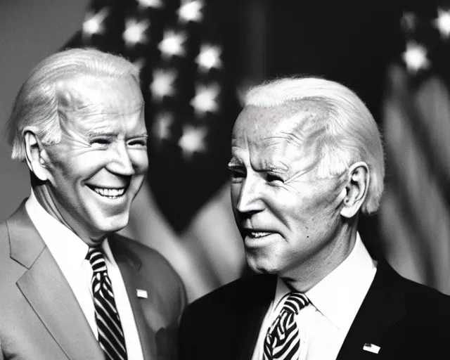 Image similar to president joe biden face to face with president joe biden, nikon 3 5 mm, photograph