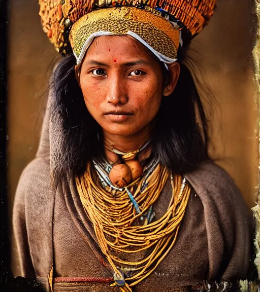 Prompt: portrait_photo_of_a_stunningly beautiful_nepalese_maiden, 19th century, hyper detailed by Annie Leibovitz, Steve McCurry, David Lazar, Jimmy Nelsson, professional photography