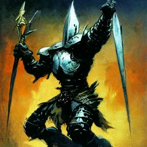 Prompt: knight by Frank Frazetta,fantasy artwork,bold,striking,high quality!!!!!,masterpiece!!!!