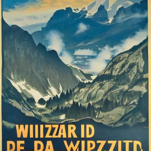 Image similar to highly detailed german ww 2 propaganda!!! nazi poster of german alps