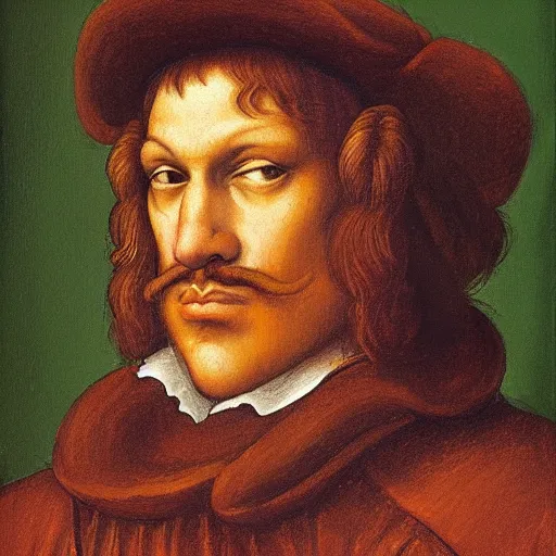 Prompt: a renaissance style portrait painting of Garfield