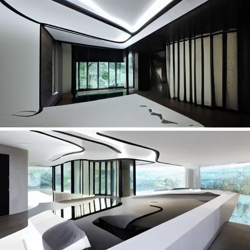 Image similar to house designed by zaha hadid