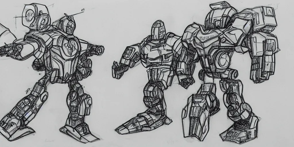 basic sketch drawing robot war lord sci - fi