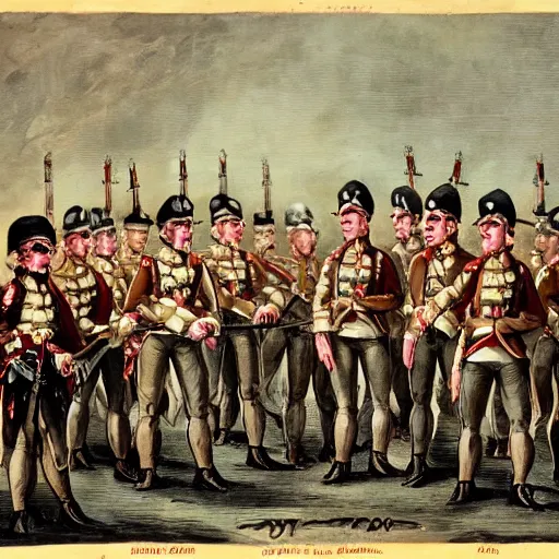 Prompt: pig faced soldiers napoleonic