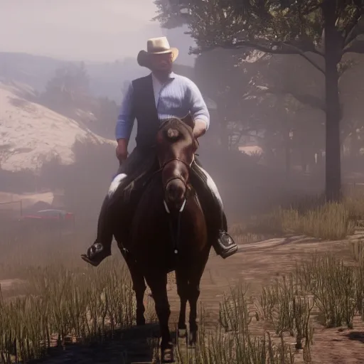 Image similar to Boris Johnson in Red Dead Redemption 2, game screenshot