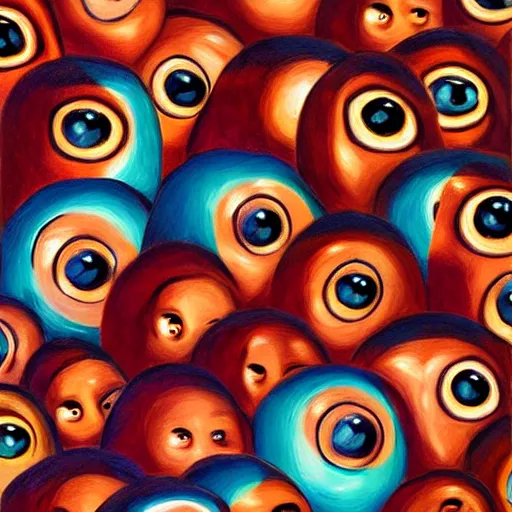 Prompt: giant eyeballs disguised as noses, digital painting