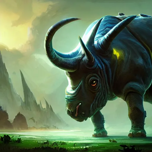 Prompt: a giant glowing rhino beetle, furious rhino beetle monster, horn, horned beetle, horned beetle, green theme, bright art masterpiece artstation. 8 k, sharp high quality artwork in style of jose daniel cabrera pena and greg rutkowski, concept art by tooth wu, blizzard warcraft artwork, hearthstone card game artwork, horned beetle