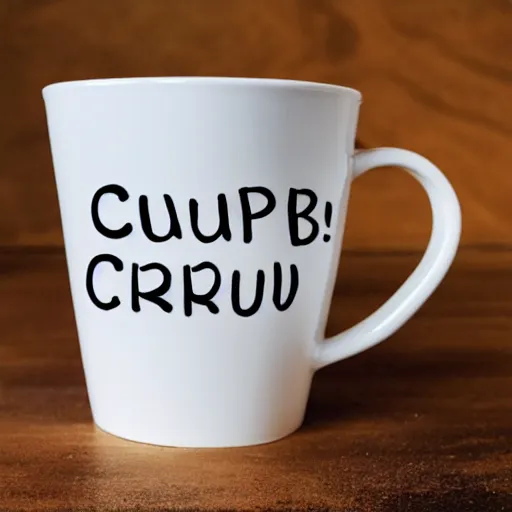 Image similar to a cup with the word'crumb'on it