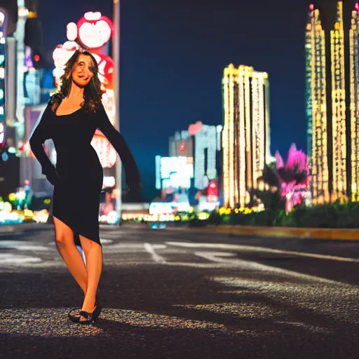 Image similar to a beautiful woman in sin city. Night time, 8k photo