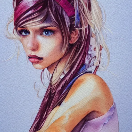 Prompt: watercolor art on paper, libra girl portrait, highly detailed, artstation, masterpiece, award - winning