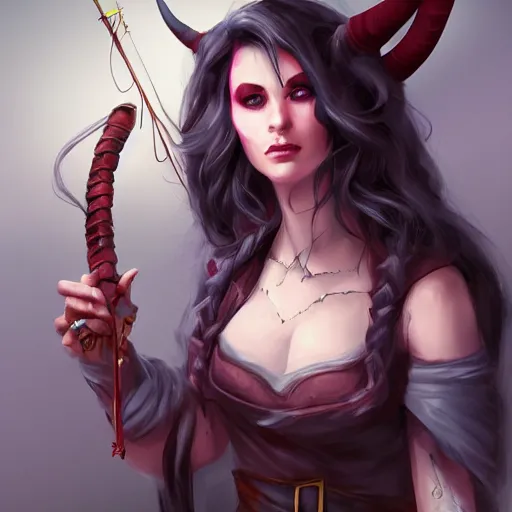 Prompt: Tiefling Bard, digital art, WLOP