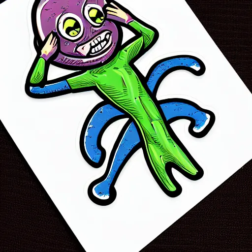 Image similar to sticker illustration of an funny white skin alien