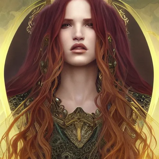 Image similar to ultra realistic illustration, bella thorne as ranni from elden ring, intricate, elegant, highly detailed, digital painting, artstation, concept art, smooth, sharp focus, illustration, art by artgerm and greg rutkowski and alphonse mucha