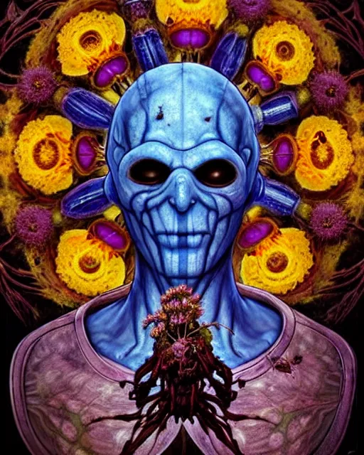 Image similar to the platonic ideal of flowers, rotting, insects and praying of cletus kasady carnage thanos dementor doctor manhattan chtulu mandelbulb mandala spirited away bioshock davinci the witcher, d & d, fantasy, ego death, decay, dmt, psilocybin, art by artgerm and anders zorn and giuseppe arcimboldo