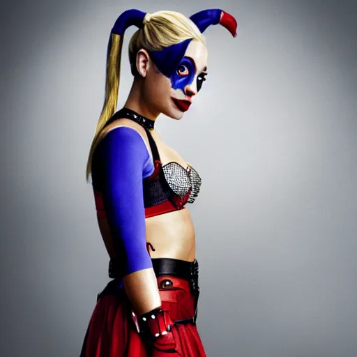 Image similar to A still of Kaley Cuoco as Harley Quinn