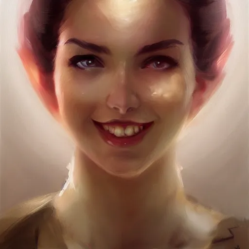 Image similar to mario as an attractive young smiling woman, face portrait, hd shot, digital portrait, beautiful, fantasy art, artstation, comic style, by artgerm, guy denning, jakub rozalski, magali villeneuve and charlie bowater