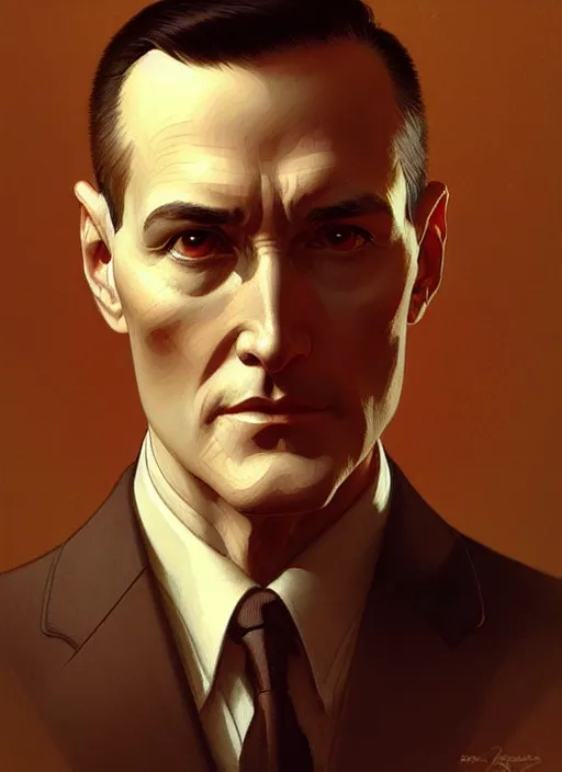 Image similar to portrait of d. b. cooper, intricate, elegant, highly detailed, my rendition, digital painting, artstation, concept art, smooth, sharp focus, art by artgerm and greg rutkowski and alphonse mucha and uang guangjian and gil elvgren and sachin teng, symmetry!!