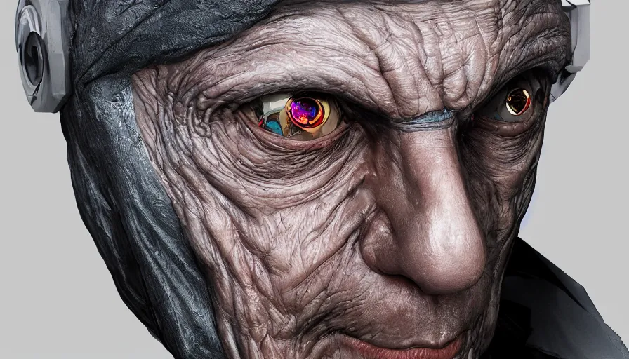 Image similar to Robotic wizard\'s face, hyperdetailed, artstation, cgsociety, 8k