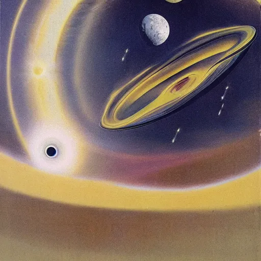 Prompt: Liminal space in outer space by Rudolf Hausner