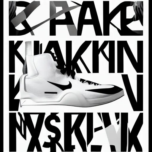 Image similar to black on white editorial cover for nike in style of david rudnick, acid, y 2 k