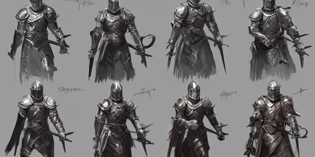 Image similar to different views of medieval knights, beautiful concept art by senior character artist, trending on artstation