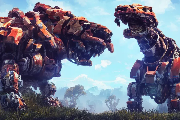 Image similar to shellsnapper machine mecha animal beast robot of horizon forbidden west horizon zero dawn bioluminiscence global illumination ray tracing hdr fanart arstation by sung choi and eric pfeiffer and gabriel garza and casper konefal