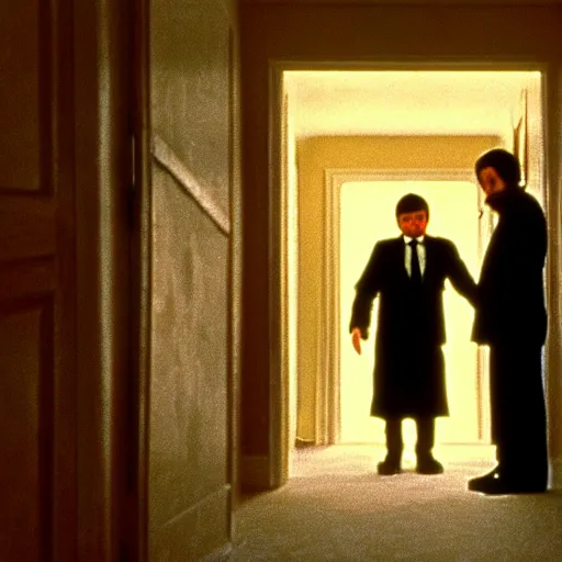 Prompt: mr bean in the shining, movie still, cinematography, cinematic lighting