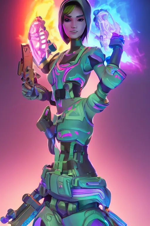 Image similar to fornite lady epic game design fanart by concept artist gervasio canda battle royale kaws radiating a glowing aura global illumination ray tracing hdr render in unreal engine 5