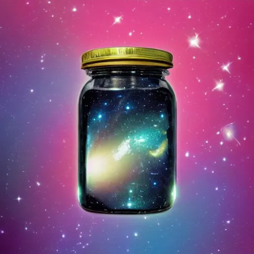 Prompt: galaxies contained in a jar