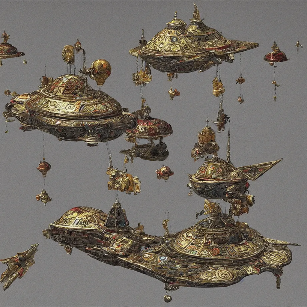 Prompt: a super realistic spaceship, Ottoman miniature style