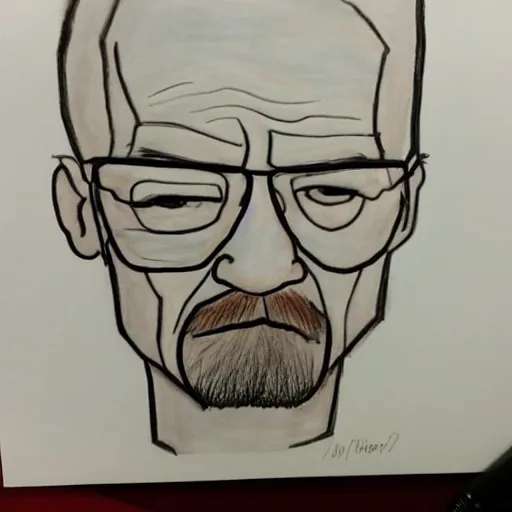 Image similar to child's drawing depiction of walter white