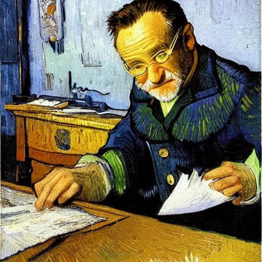 Image similar to Robin Williams printing papers by Van Gogh