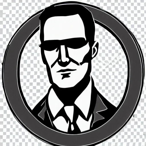 Image similar to D. B. Cooper, intricate vector clipart