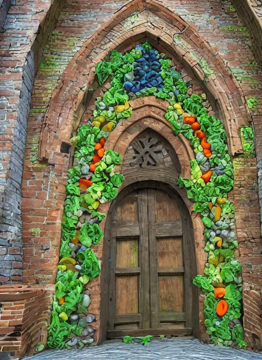 Image similar to chapel building made of vegetables, 8 k, artstation, highdetailed