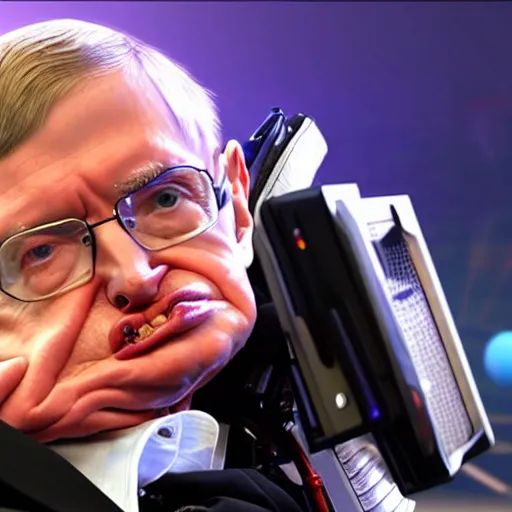 Image similar to stephen hawking in rocket league